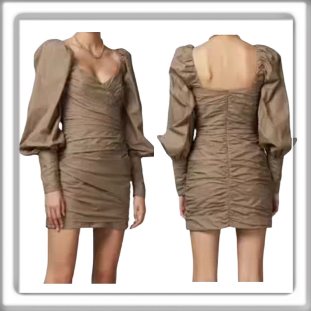 Bec & Bridge Winslowe Lined Mini Dress Evening Sweetheart Neckline Mocha Size 2